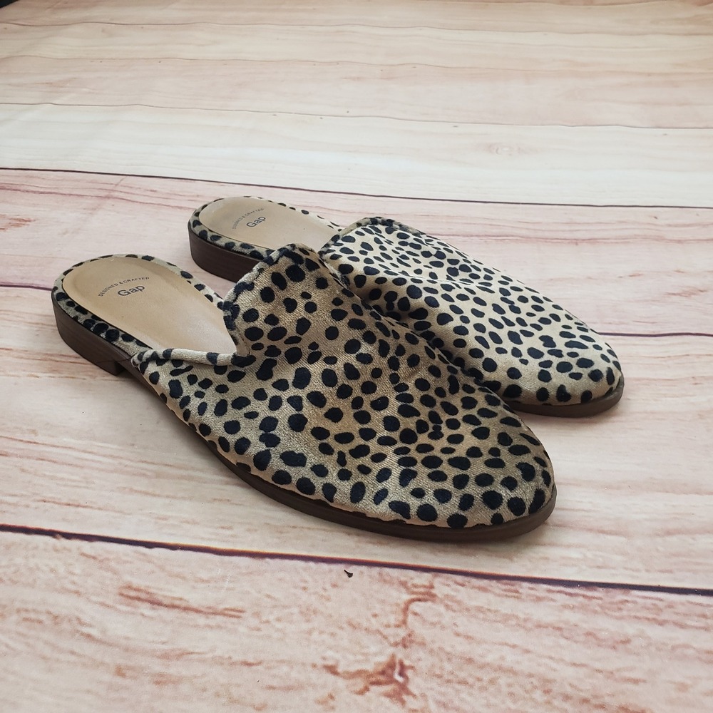 Gap Mule Slide Cheetah Print Flats Womens Size 7 Brown Slip On Casual Ladies
